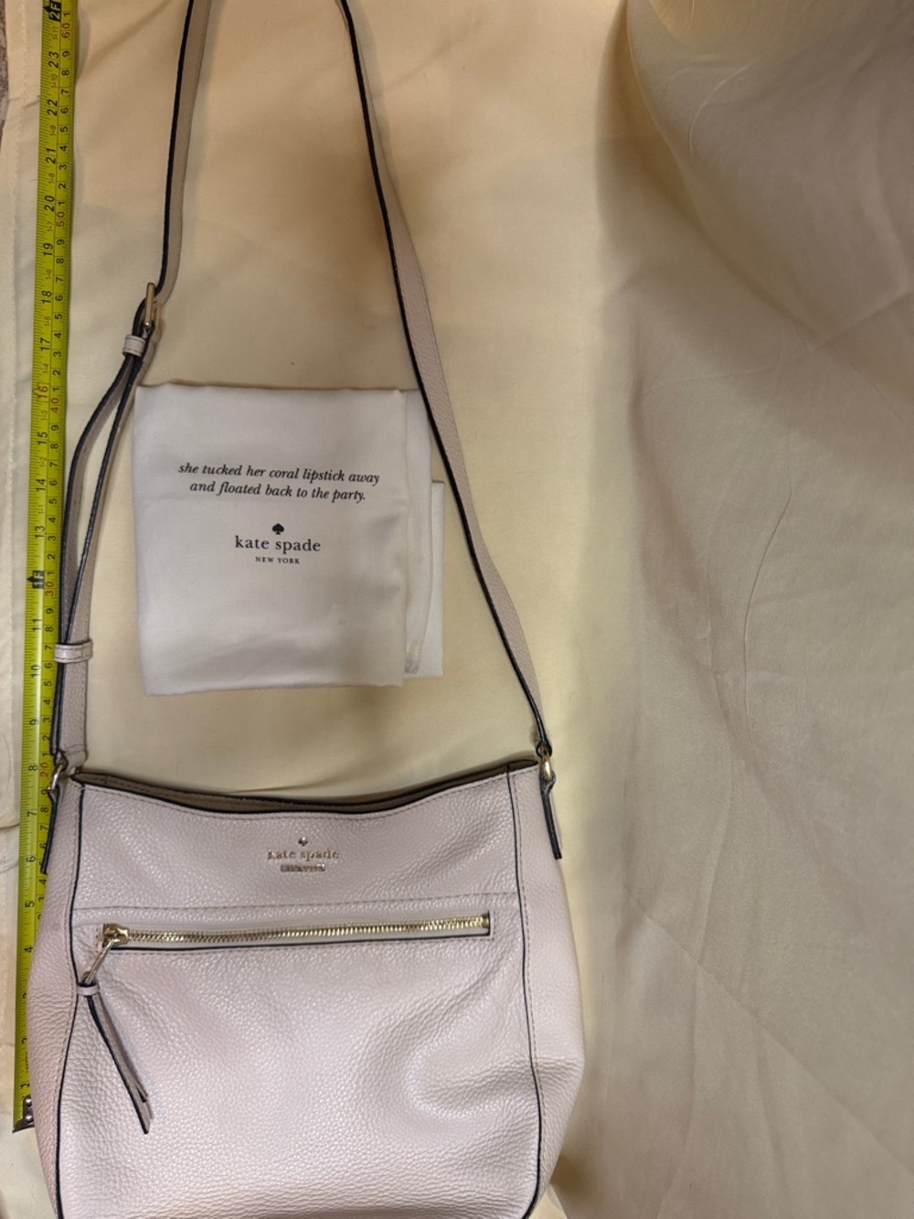 kate spade Pebbled Leather Crossbody in Blush Pink with Gold Hardware - Picture 6 of 9
